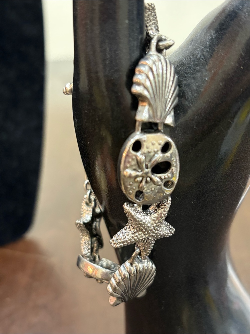 Silver-Tone Seashell & Starfish Charm Bracelet